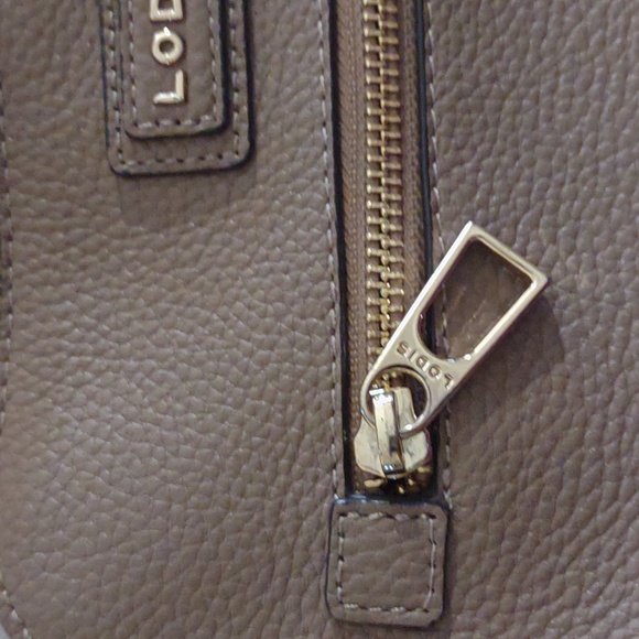 Lodis tan leather crossbody purse with zippered outer pocket & gold hardware - Picture 11 of 11